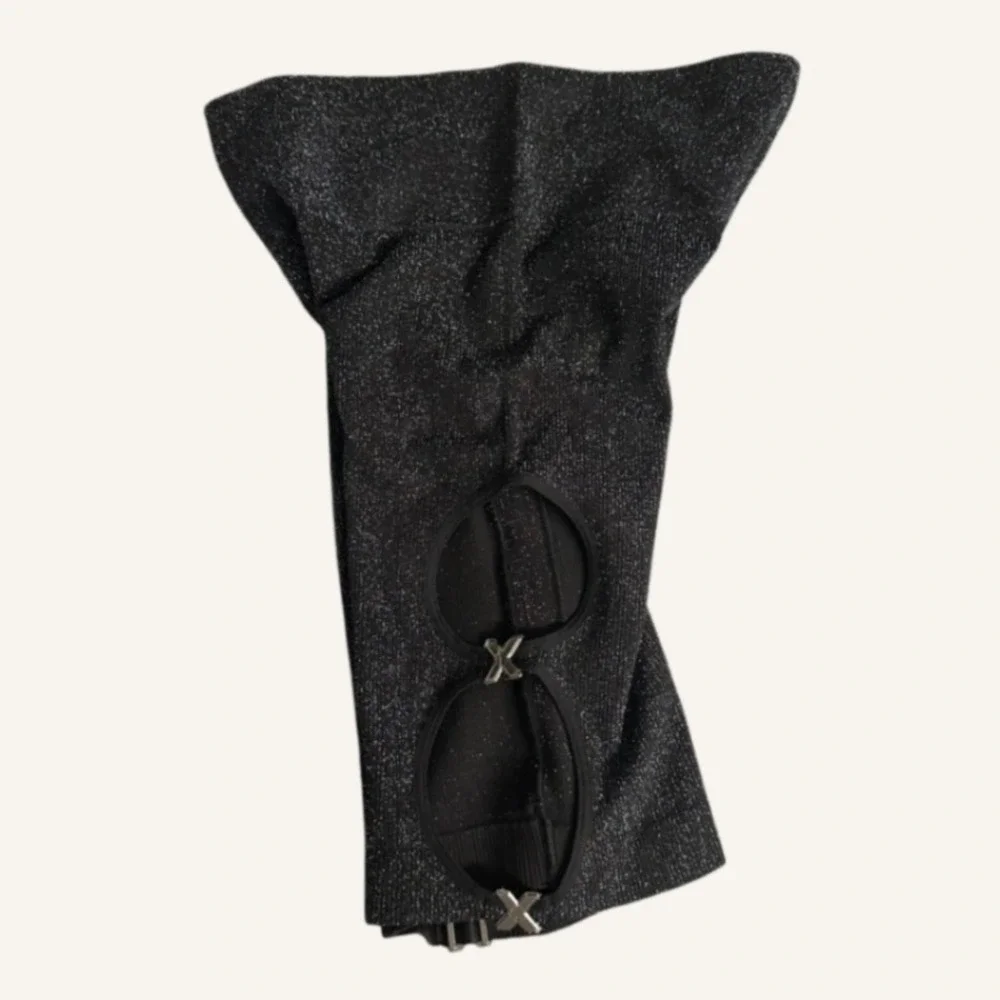 NWT Savage X Fenty Womens Black Glitter Biker Shorts Cutout Sparkle Athleisure S